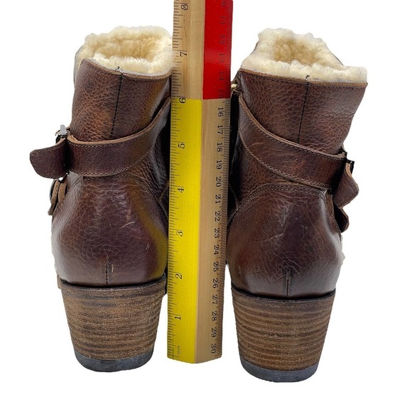 Blackstone Winter Warm Cozy Brown Leather Shearling Buckle Ankle Bootie SZ 6 NEW - Picture 4 of 10